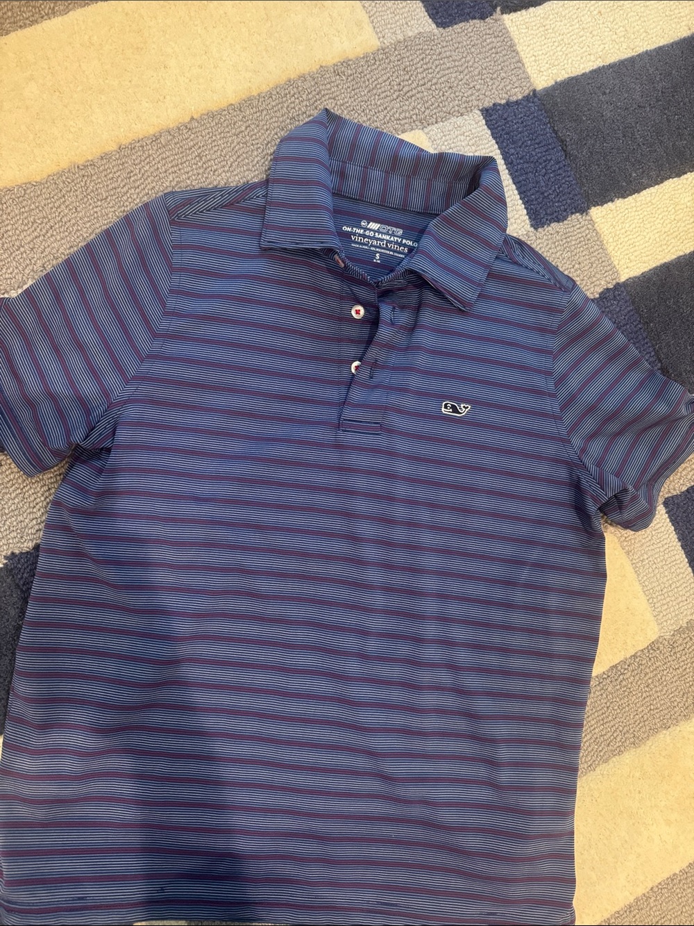 Vineyard Vines Boys' Navy & Purple Striped Polo